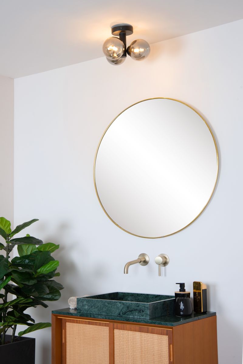 Lucide TRUDY - Zapustené stropné svietidlo Kúpeľňa - Ø 28 cm - 3xG9 - IP44 - Čierna